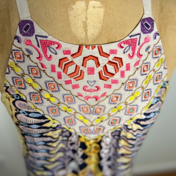 Anthropologie tank top with embroidery on top and fun print on the rest. Size sm - Picture 2 of 7